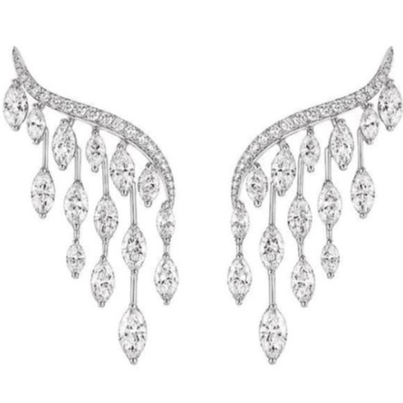 Angel Wings Seductive Dangle Stud Sparkle Earrings - Picture 2 of 8